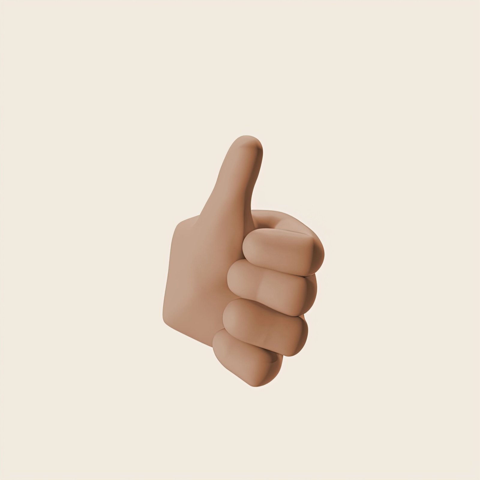 3D rendered image of a hand giving a thumbs up gesture on a plain white background.